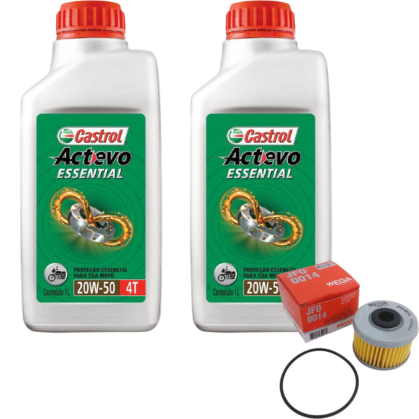 Kit Filtro e 2L Óleo Motor 20W50 Actevo - Castrol / Wega - 3419247 / JFO-0014 - (1)