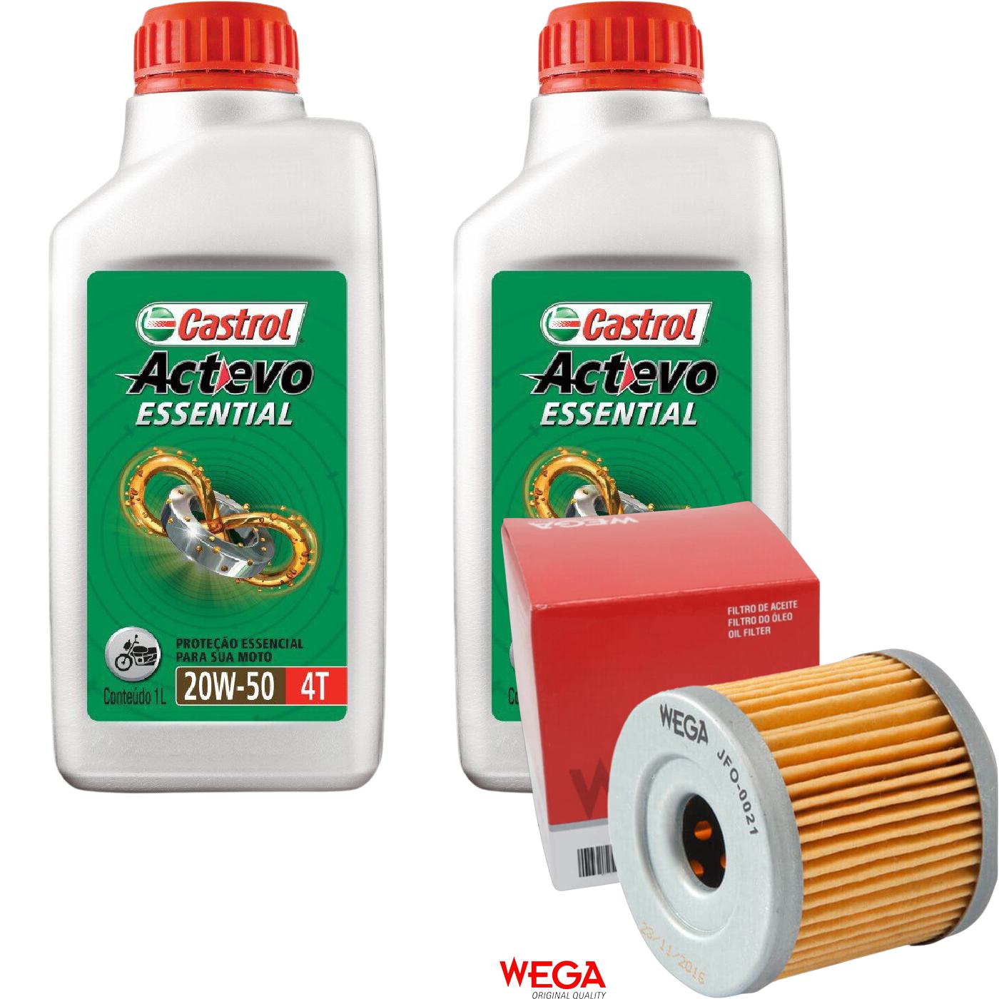 Kit Filtro e 2L Óleo Motor 20W50 Actevo - Castrol / Wega - 3419247 / JFO-0021 - (1)