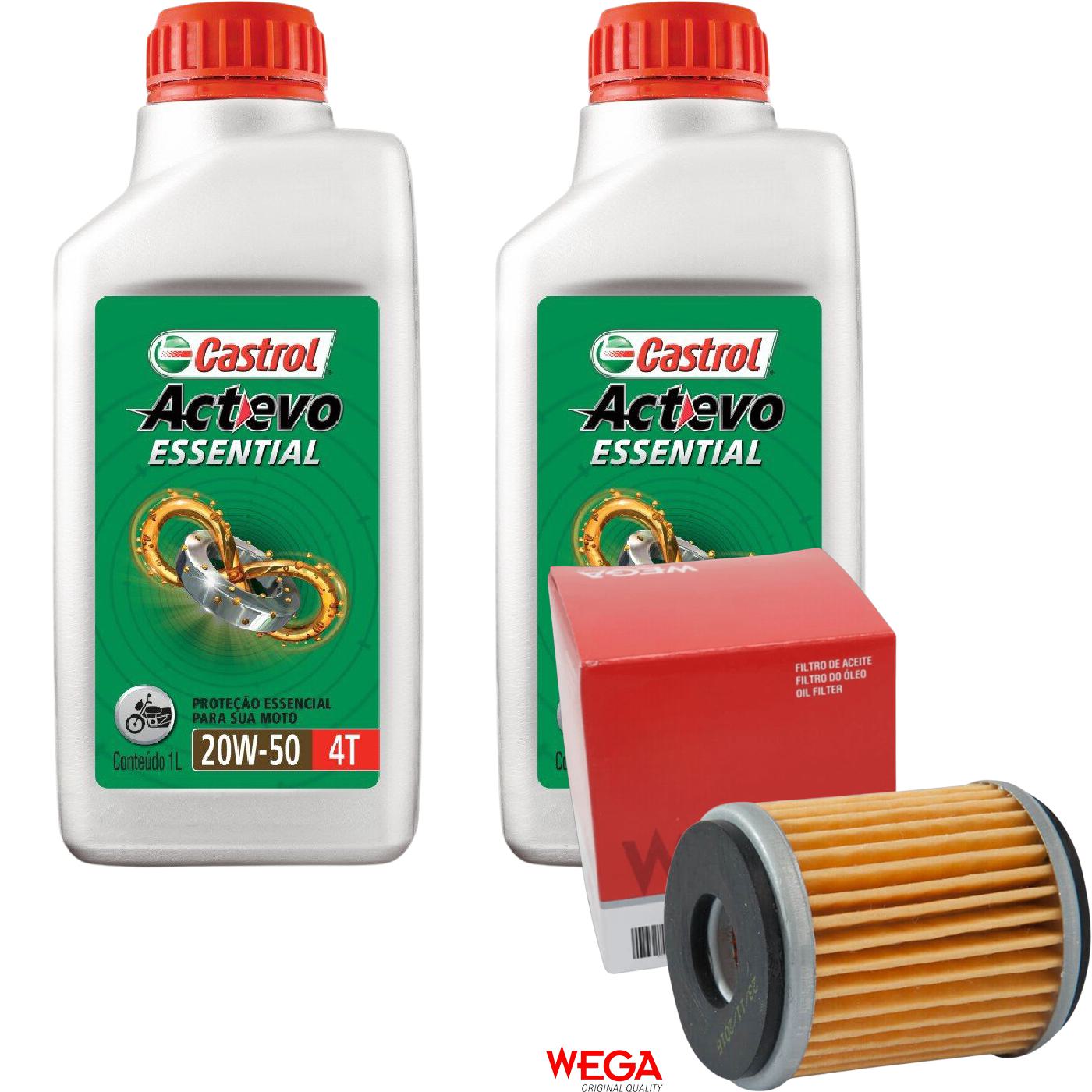 Kit Filtro e 2L Óleo Motor 20W50 Actevo - Castrol / Wega - 3419247 / JFO-0017 - (1)