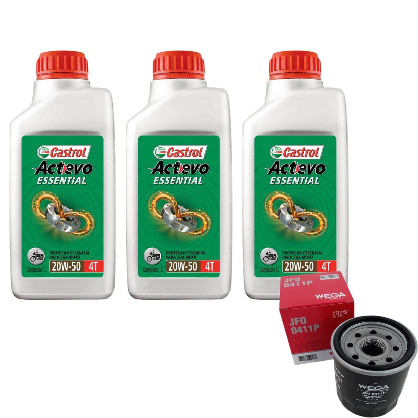 Kit Filtro e 3L Óleo Motor 20W50 Actevo - Castrol / Wega - 3419247 / JFO-0411P - (1)