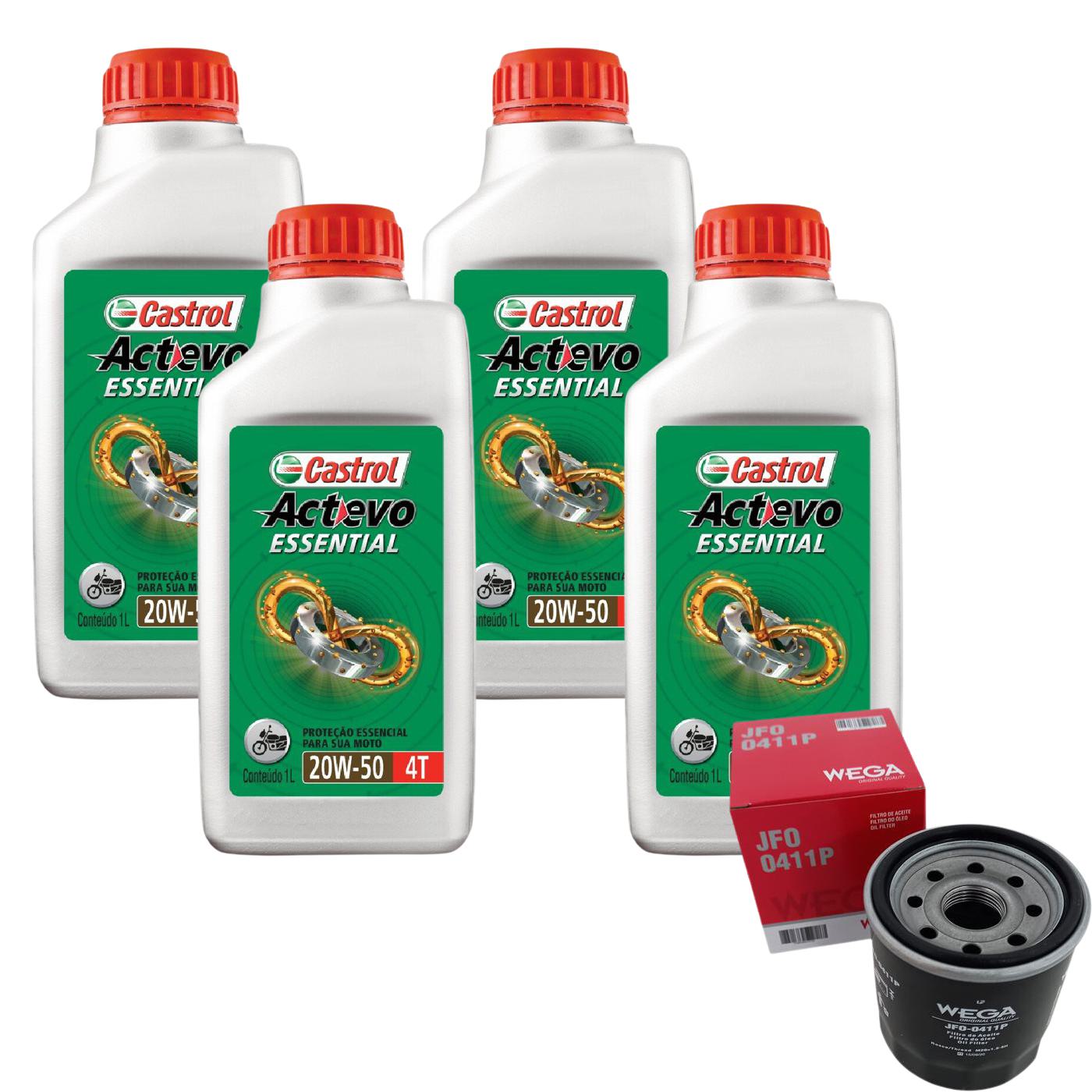 Kit Filtro e 4L Óleo Motor 20W50 Actevo - Castrol / Wega - 3419247 / JFO-0411P - (1)