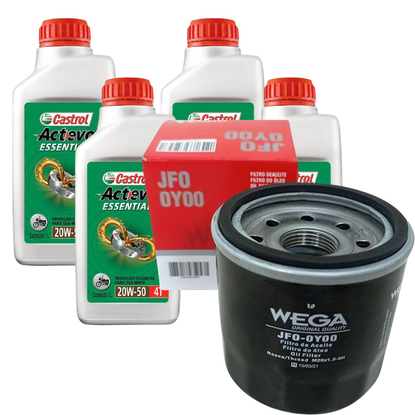 Kit Filtro e 4L Óleo Motor 20W50 Actevo - Castrol / Wega - 3419247 / JFO-0Y00 - (1)