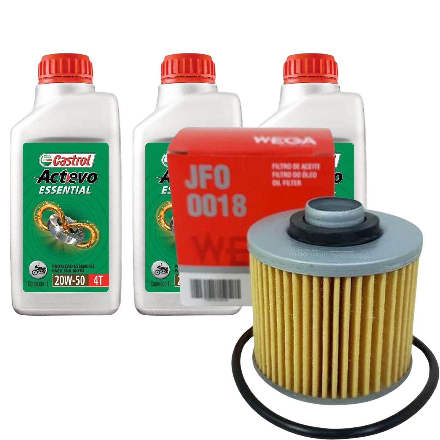 Kit Filtro e 3L Óleo Motor 20W50 Actevo - Castrol / Wega - 3419247 / JFO-0018 - (1)