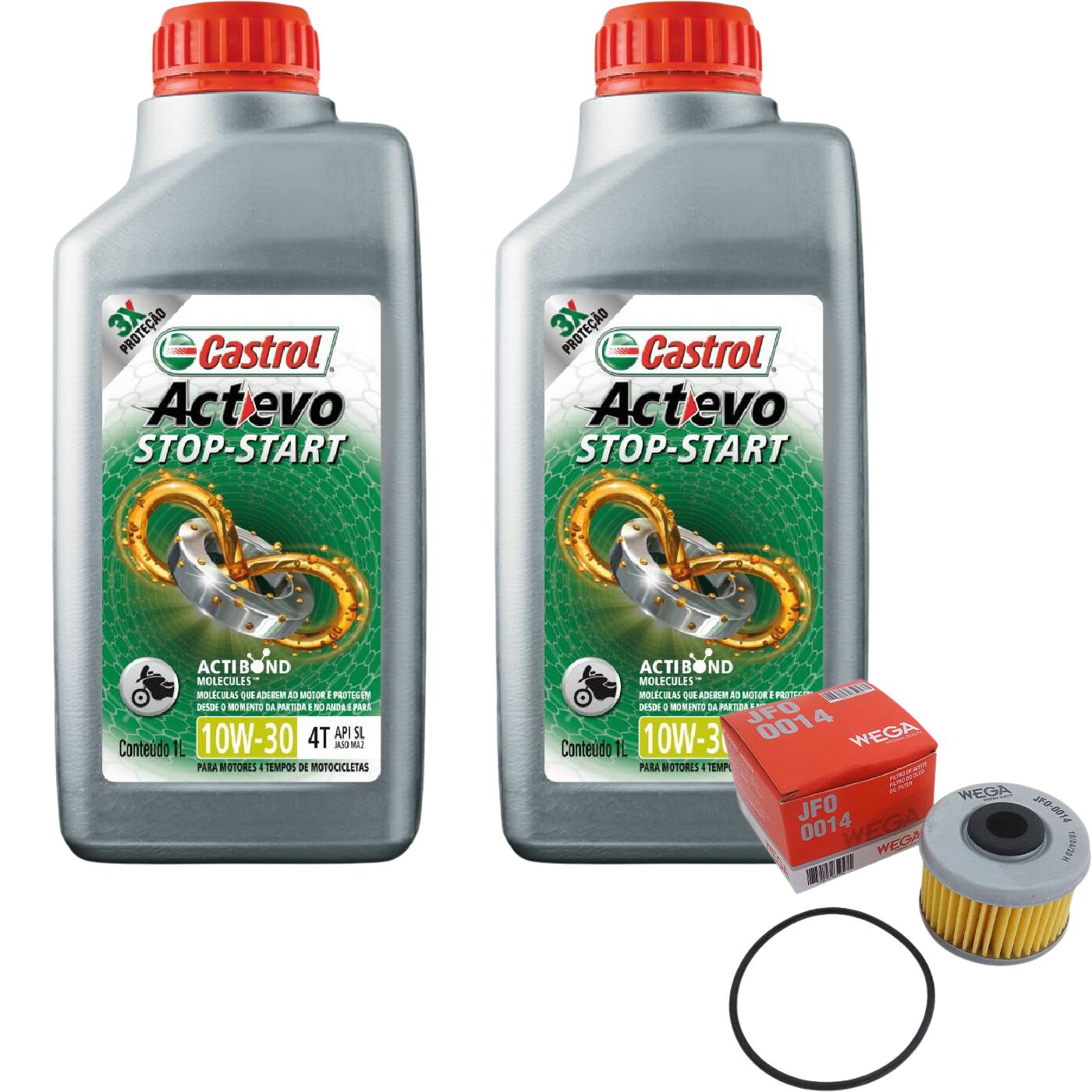 Kit Filtro e 2L Óleo Motor 10W30 Actevo - Castrol / Wega - 3430728 / JFO-0014 - (1)
