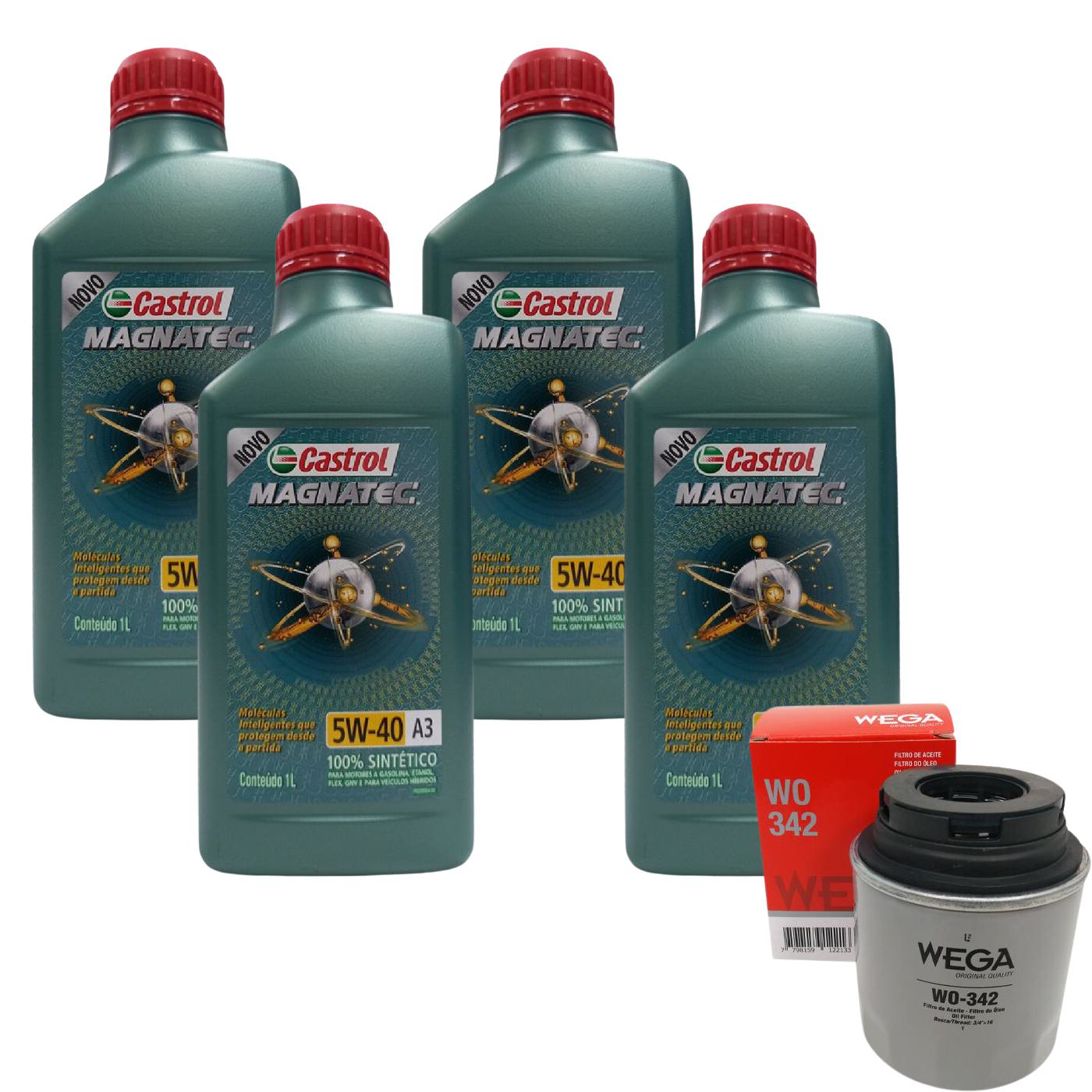 Kit Filtro e 4L Óleo Motor 5W40 Magnatec - Castrol / Wega - 3436621 / WO-342 - (1)