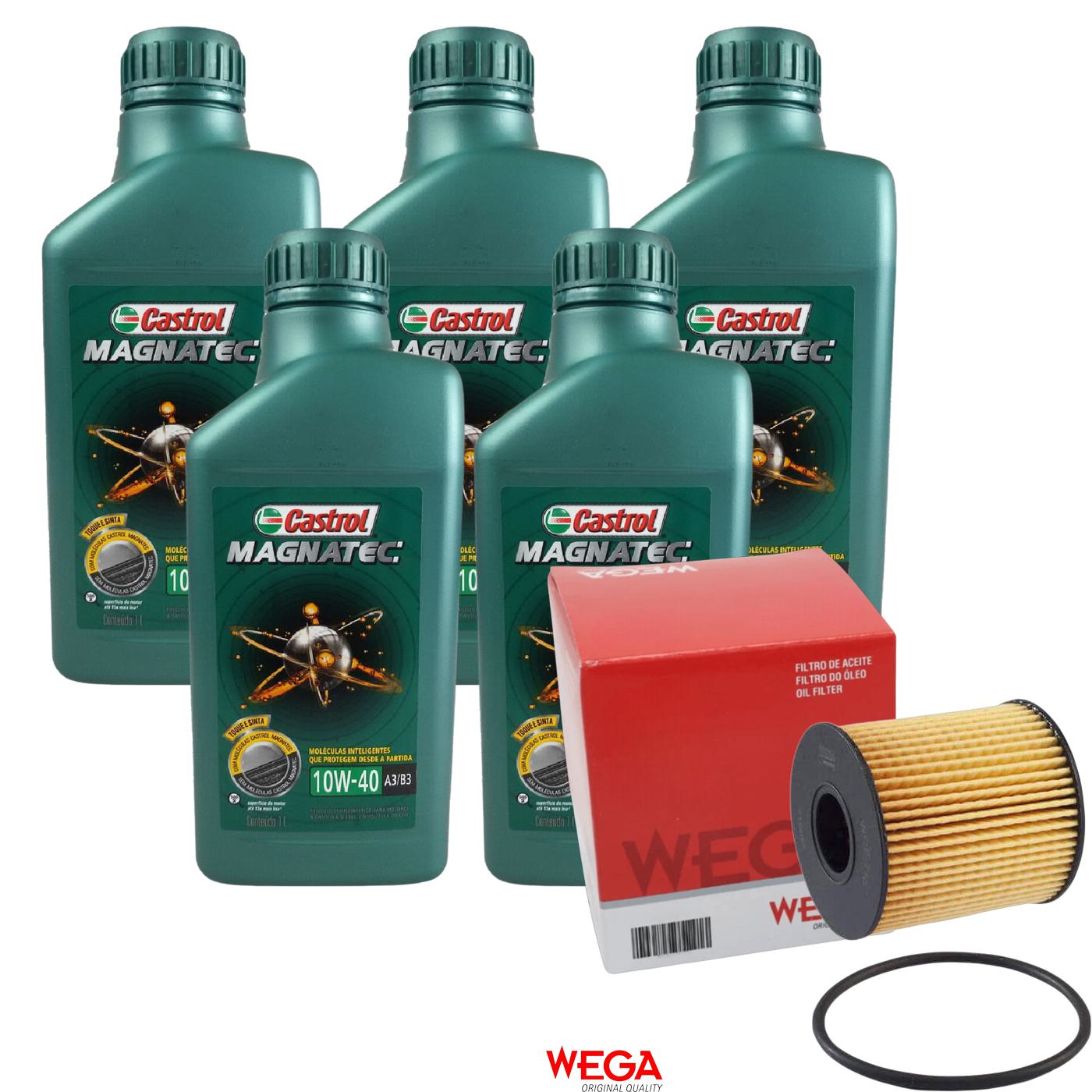 Kit Filtro e 5L Óleo Motor 10W40 Magnatec - Castrol / Wega - 3438392 / WOE-710 - (1)