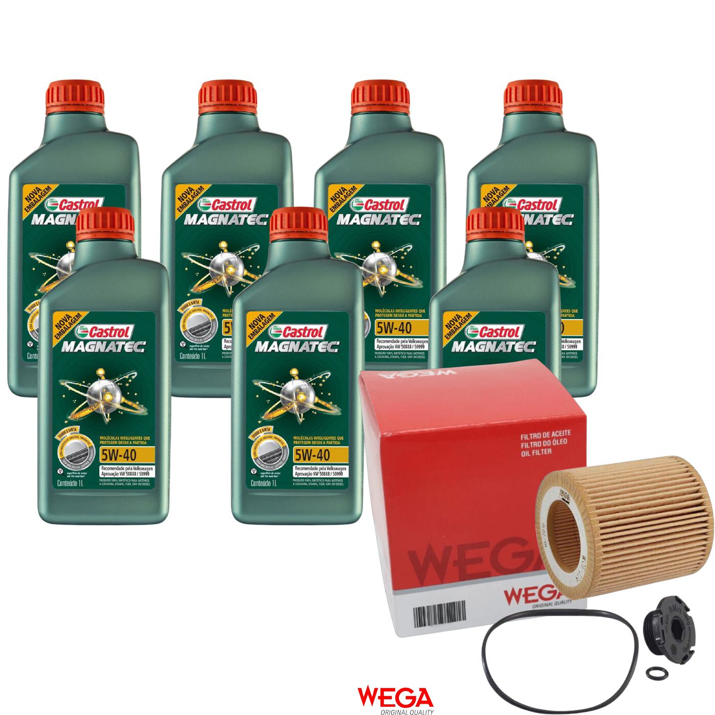 Kit Filtro e 7L Óleo Motor 5W40 Magnatec - Castrol / Wega - 3438139 / WOE-224 - (1)