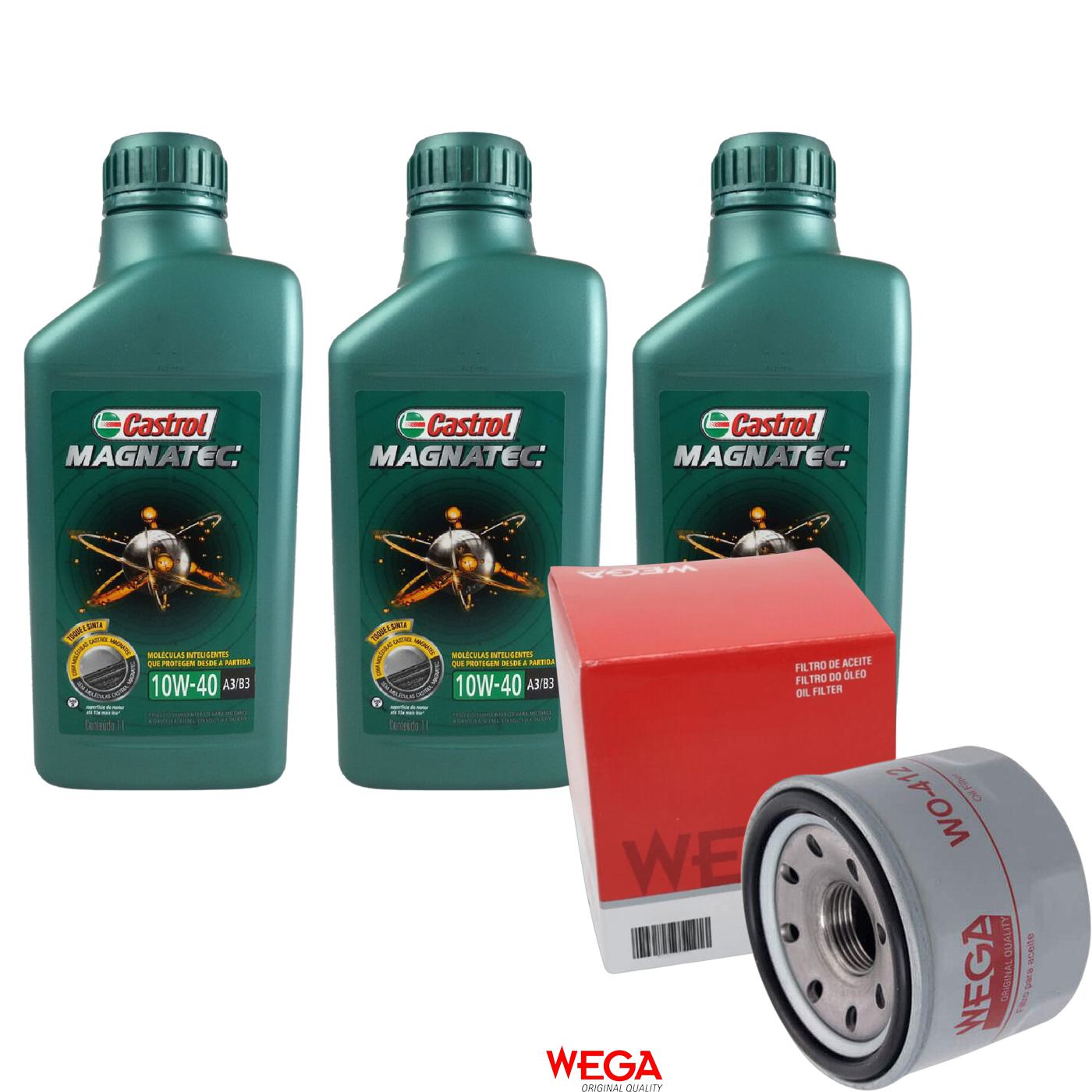 Kit Filtro e 3L Óleo Motor 10W40 Magnatec - Castrol / Wega - 3438392 / WO-412 - (1)