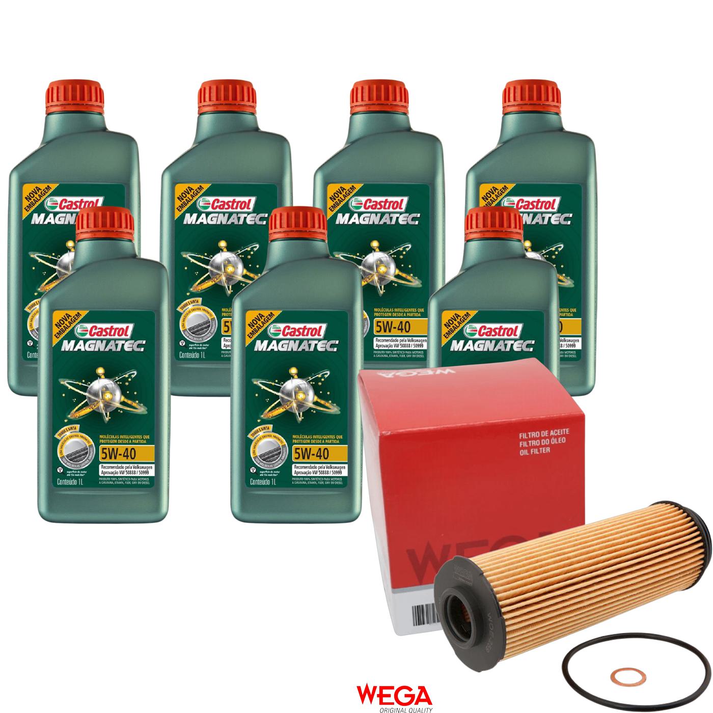 Kit Filtro e 7L Óleo Motor 5W40 Magnatec - Castrol / Wega - 3438139 / WOE-259 - (1)