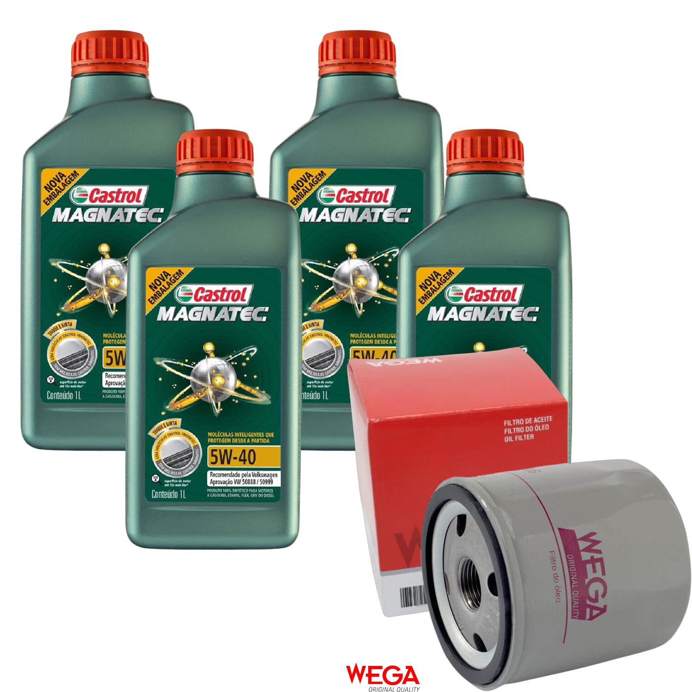 Kit Filtro e 4L Óleo Motor 5W40 Magnatec - Castrol / Wega - 3438139 / WO-346 - (1)