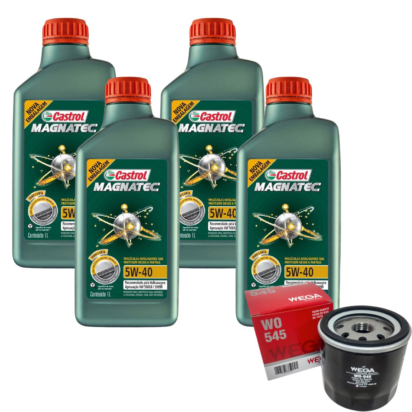 Kit Filtro e 4L Óleo Motor 5W40 Magnatec - Castrol / Wega - 3438139 / WO-545 - (1)