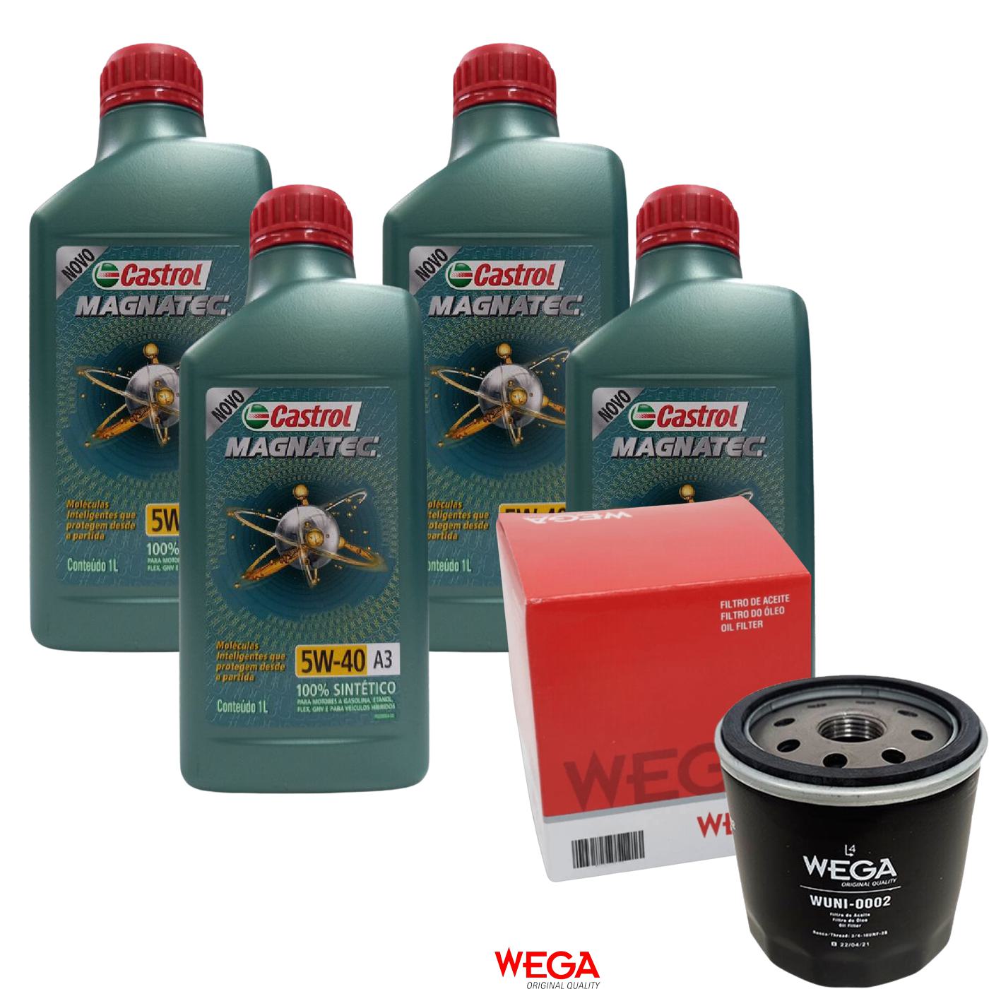Kit Filtro e 4L Óleo Motor 5W40 Magnatec - Castrol / Wega - 3436621 / WUNI-0002 - (1)