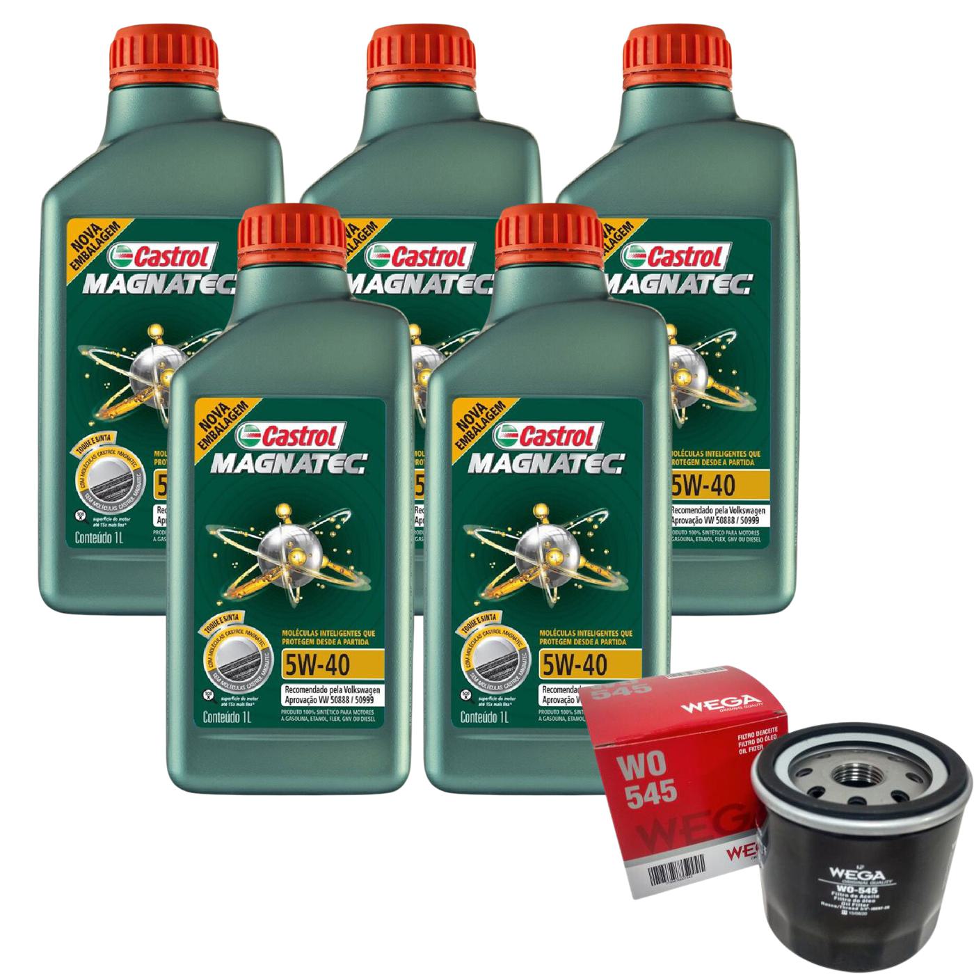 Kit Filtro e 5L Óleo Motor 5W40 Magnatec - Castrol / Wega - 3438139 / WO-545 - (1)