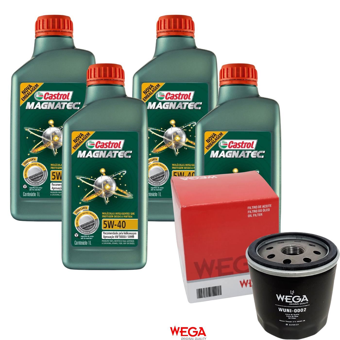 Kit Filtro e 4L Óleo Motor 5W40 Magnatec - Castrol / Wega - 3438139 / WUNI-0002 - (1)
