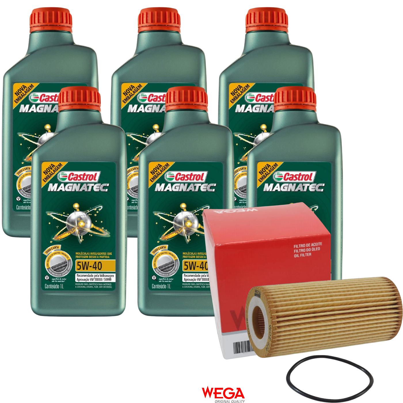 Kit Filtro e 6L Óleo Motor 5W40 Magnatec - Castrol / Wega - 3438139 / WOE-624 - (1)