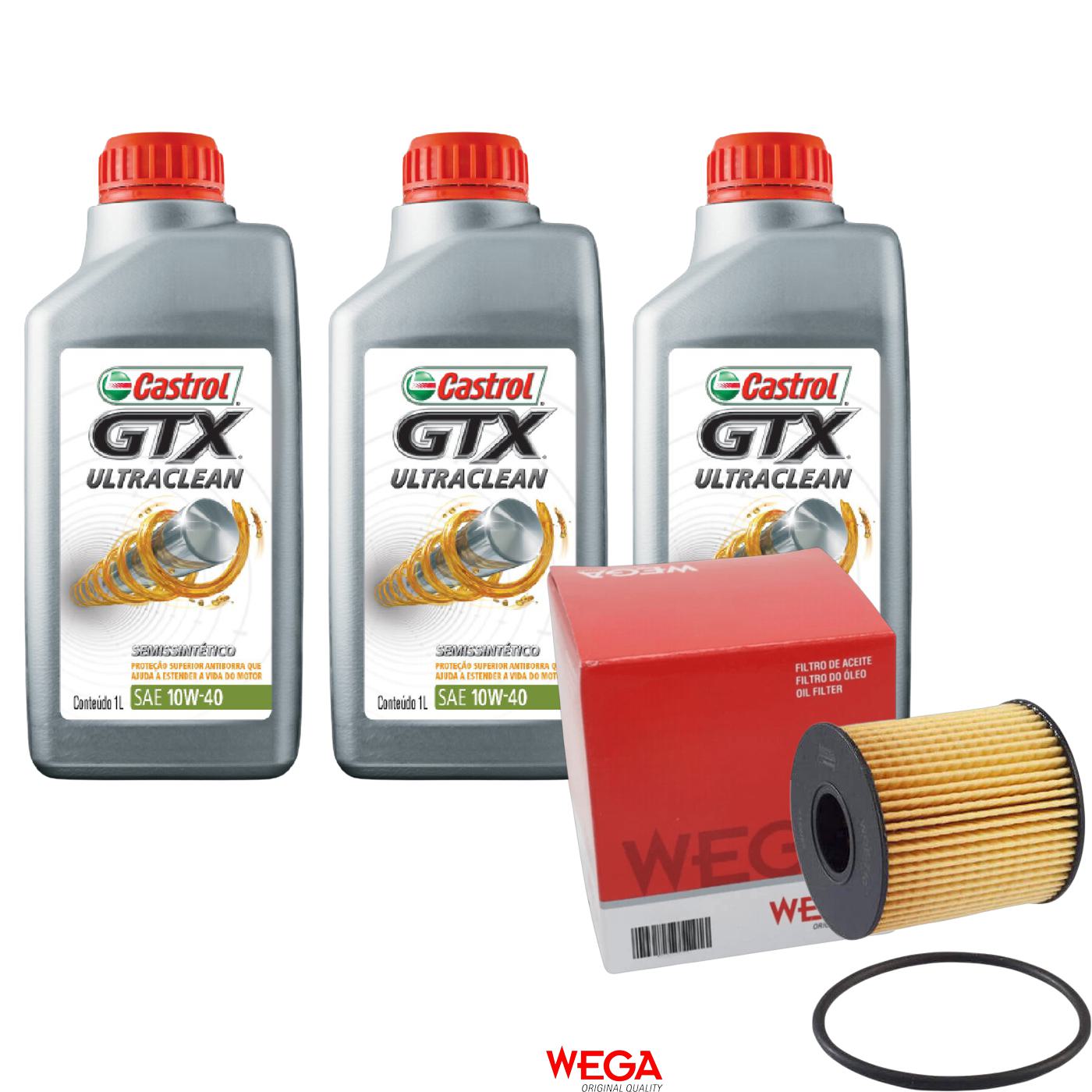 Kit Filtro e 3L Óleo Motor 10W40 GTX - Castrol / Wega - 3436727 / WOE-710 - (1)