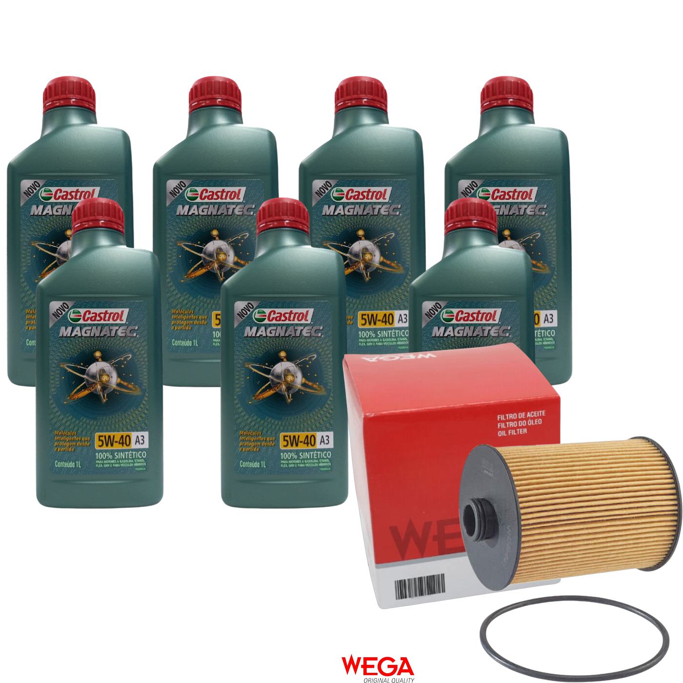 Kit Filtro e 7L Óleo Motor 5W40 Magnatec - Castrol / Wega - 3436621 / WOE-641 - (1)