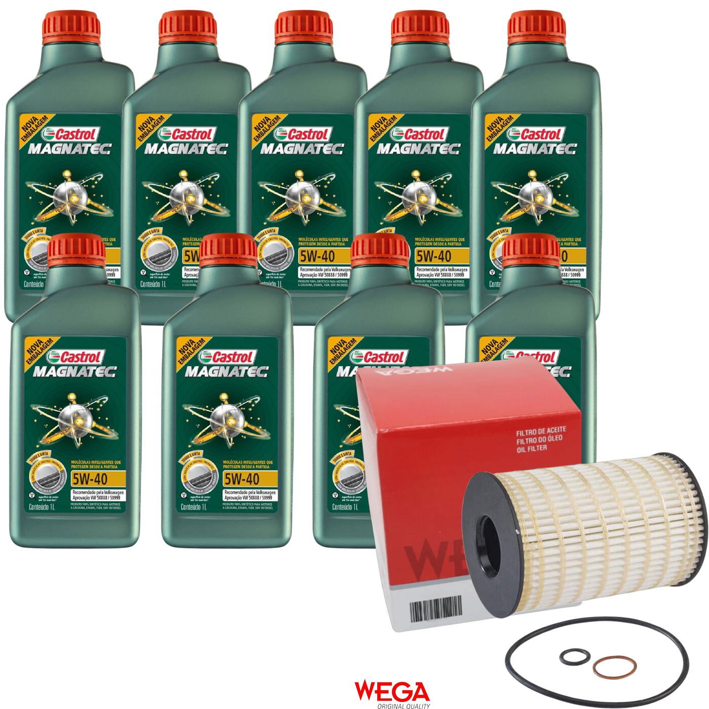 Kit Filtro e 9L Óleo Motor 5W40 Magnatec - Castrol / Wega - 3438139 / WOE-251 - (1)