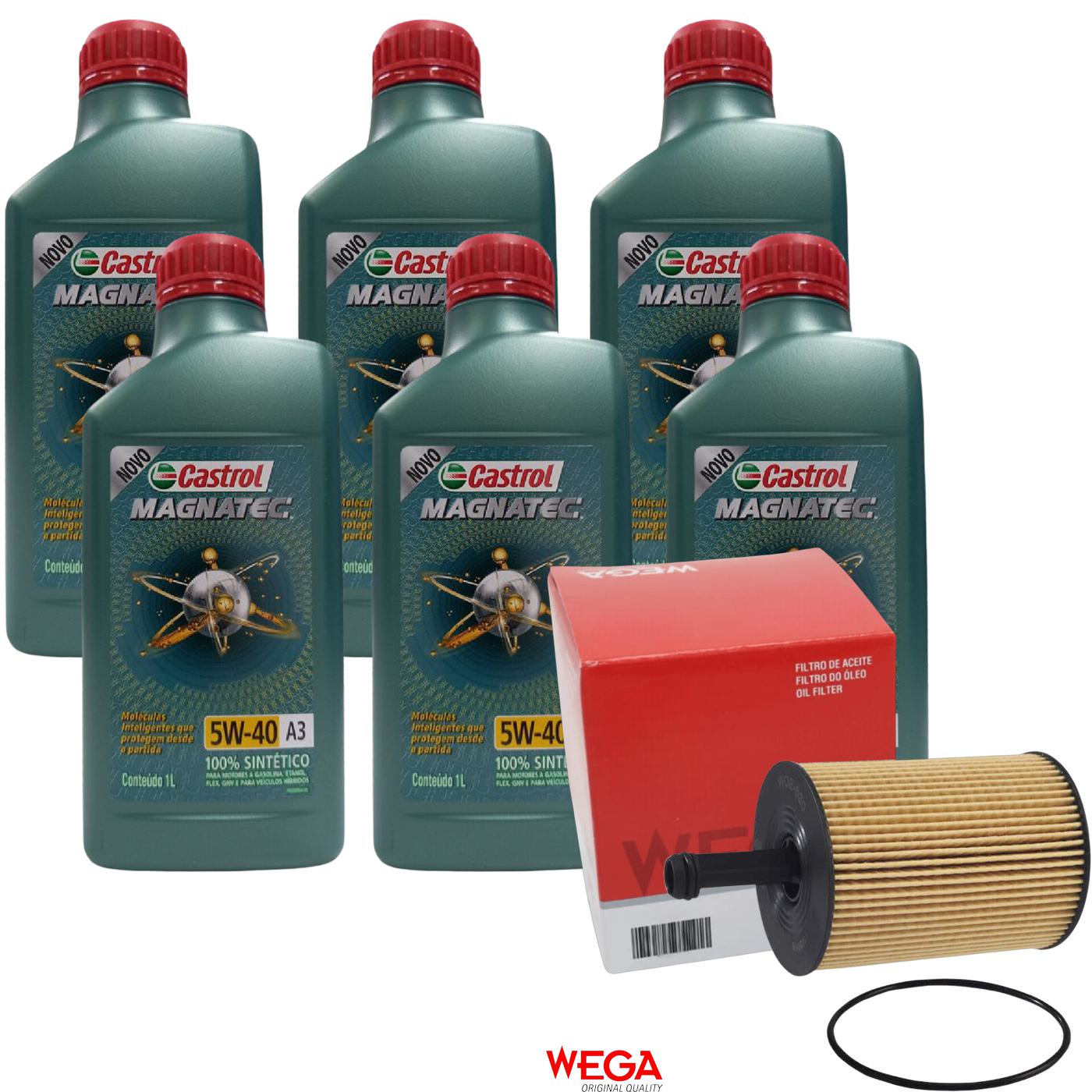 Kit Filtro e 6L Óleo Motor 5W40 Magnatec - Castrol / Wega - 3436621 / WOE-630 - (1)