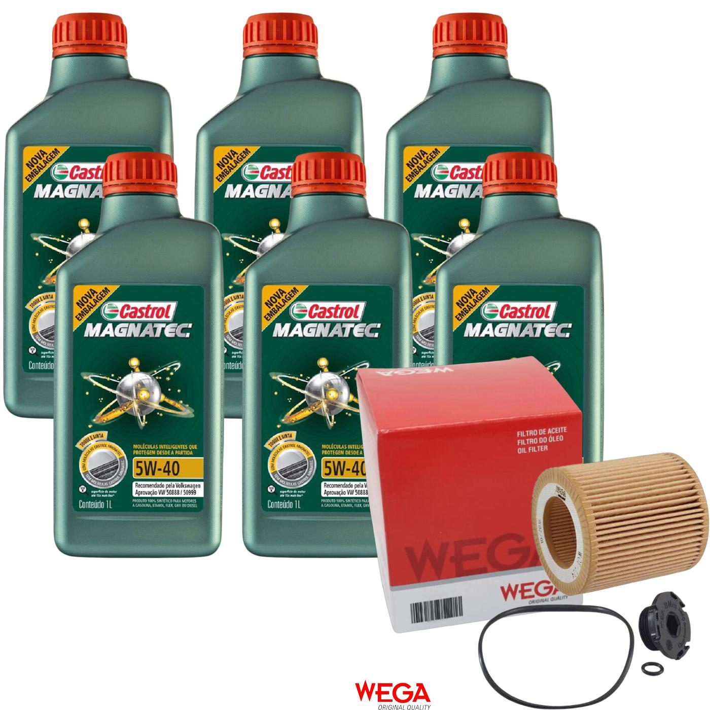 Kit Filtro e 6L Óleo Motor 5W40 Magnatec - Castrol / Wega - 3438139 / WOE-224 - (1)