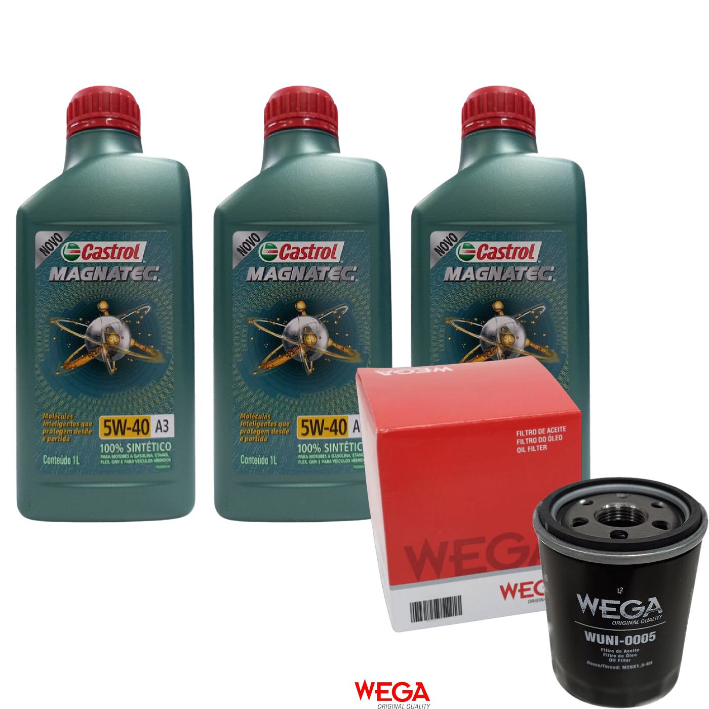 Kit Filtro e 3L Óleo Motor 5W40 Magnatec - Castrol / Wega - 3436621 / WUNI-0005 - (1)