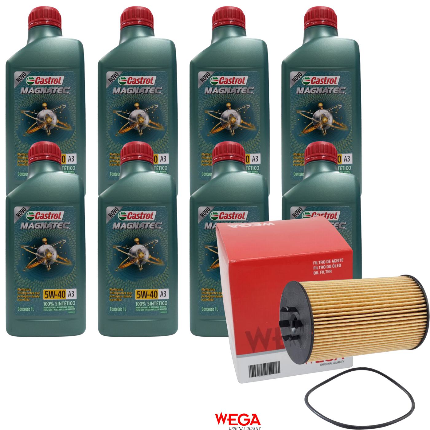 Kit Filtro e 8L Óleo Motor 5W40 Magnatec - Castrol / Wega - 3436621 / WOE-453 - (1)