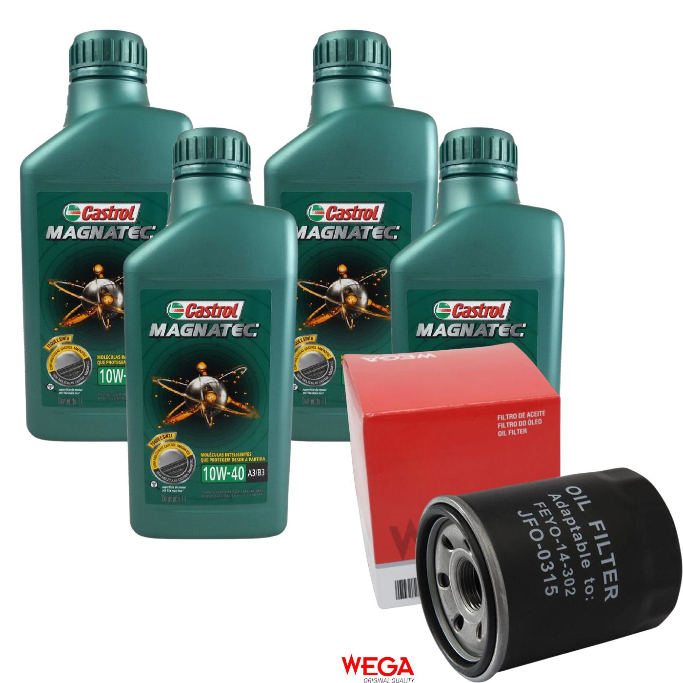 Kit Filtro e 4L Óleo Motor 10W40 Magnatec - Castrol / Wega - 3438392 / JFO-0315 - (1)