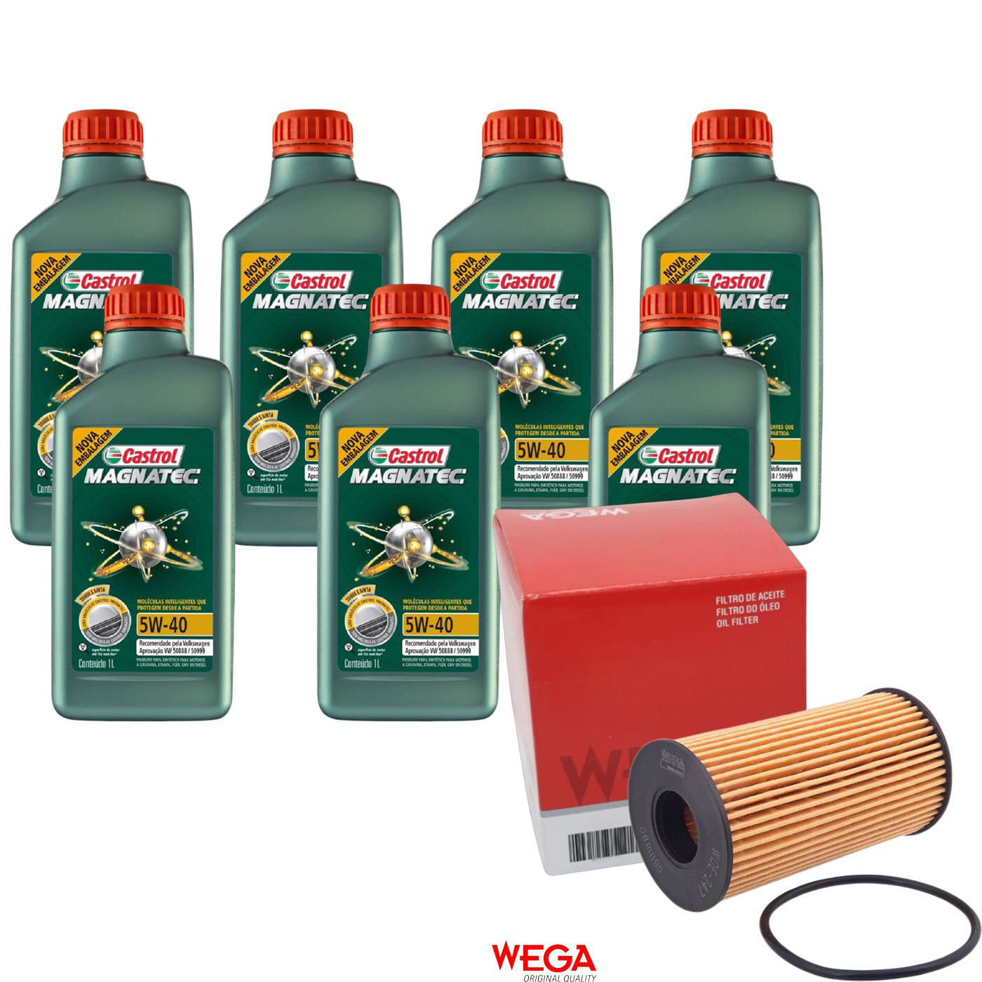 Kit Filtro e 7L Óleo Motor 5W40 Magnatec - Castrol / Wega - 3438139 / WOE-247 - (1)
