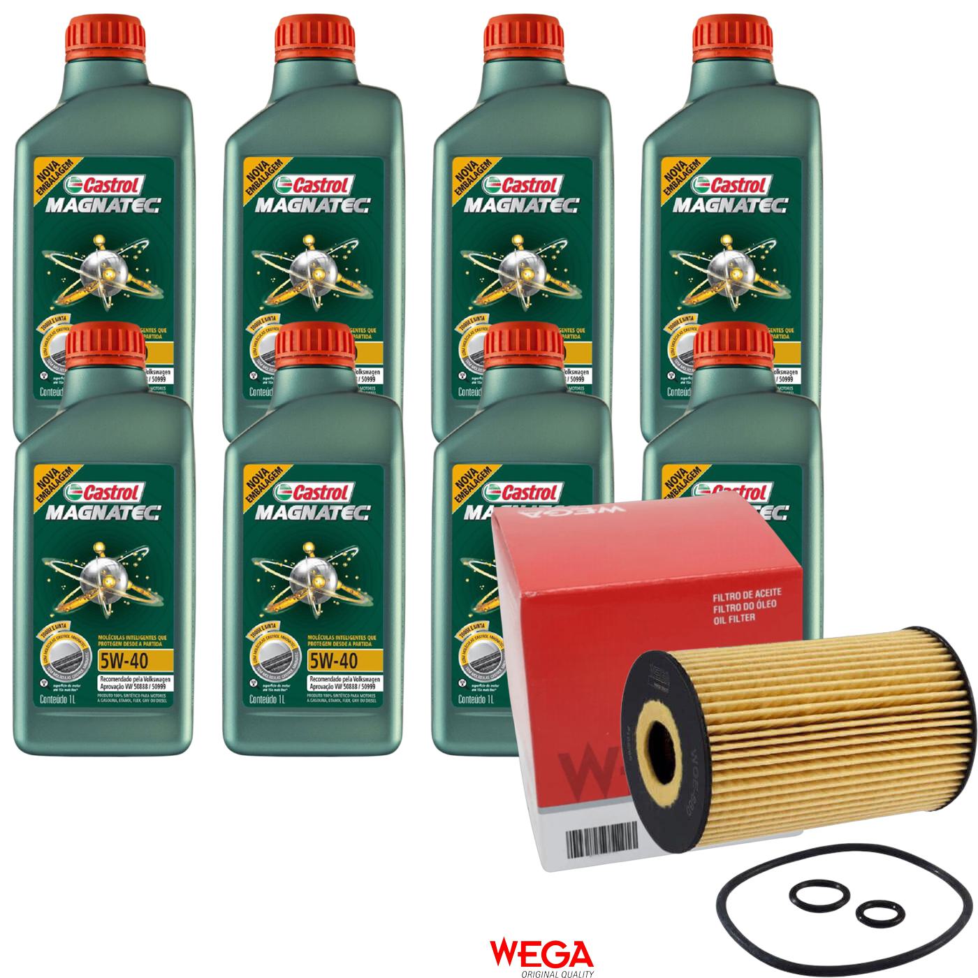 Kit Filtro e 8L Óleo Motor 5W40 Magnatec - Castrol / Wega - 3438139 / WOE-680 - (1)