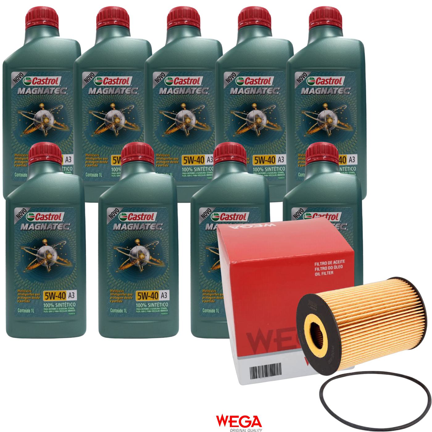 Kit Filtro e 9L Óleo Motor 5W40 Magnatec - Castrol / Wega - 3436621 / WOE-890 - (1)