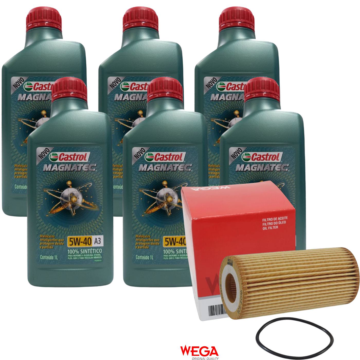 Kit Filtro e 6L Óleo Motor 5W40 Magnatec - Castrol / Wega - 3436621 / WOE-624 - (1)