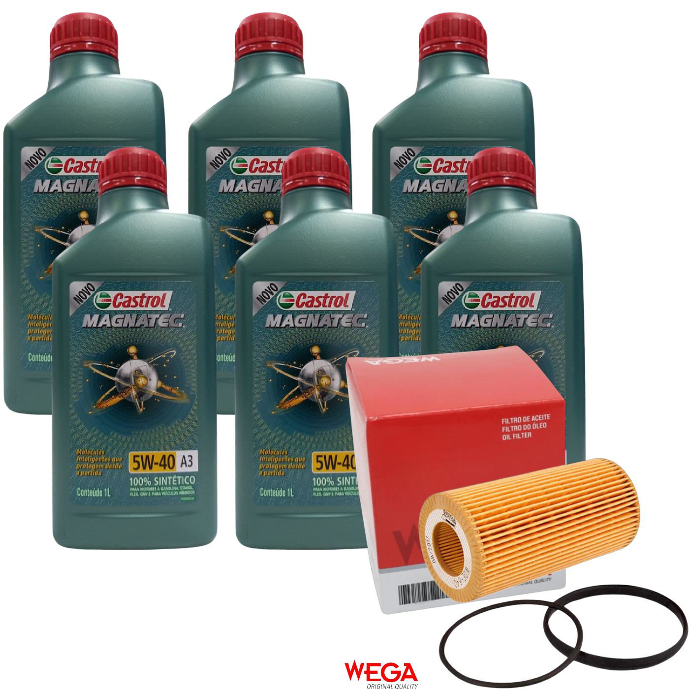 Kit Filtro e 6L Óleo Motor 5W40 Magnatec - Castrol / Wega - 3436621 / WOE-640 - (1)
