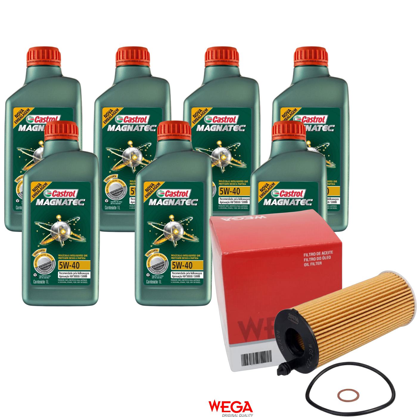 Kit Filtro e 7L Óleo Motor 5W40 Magnatec - Castrol / Wega - 3438139 / WOE-237 - (1)