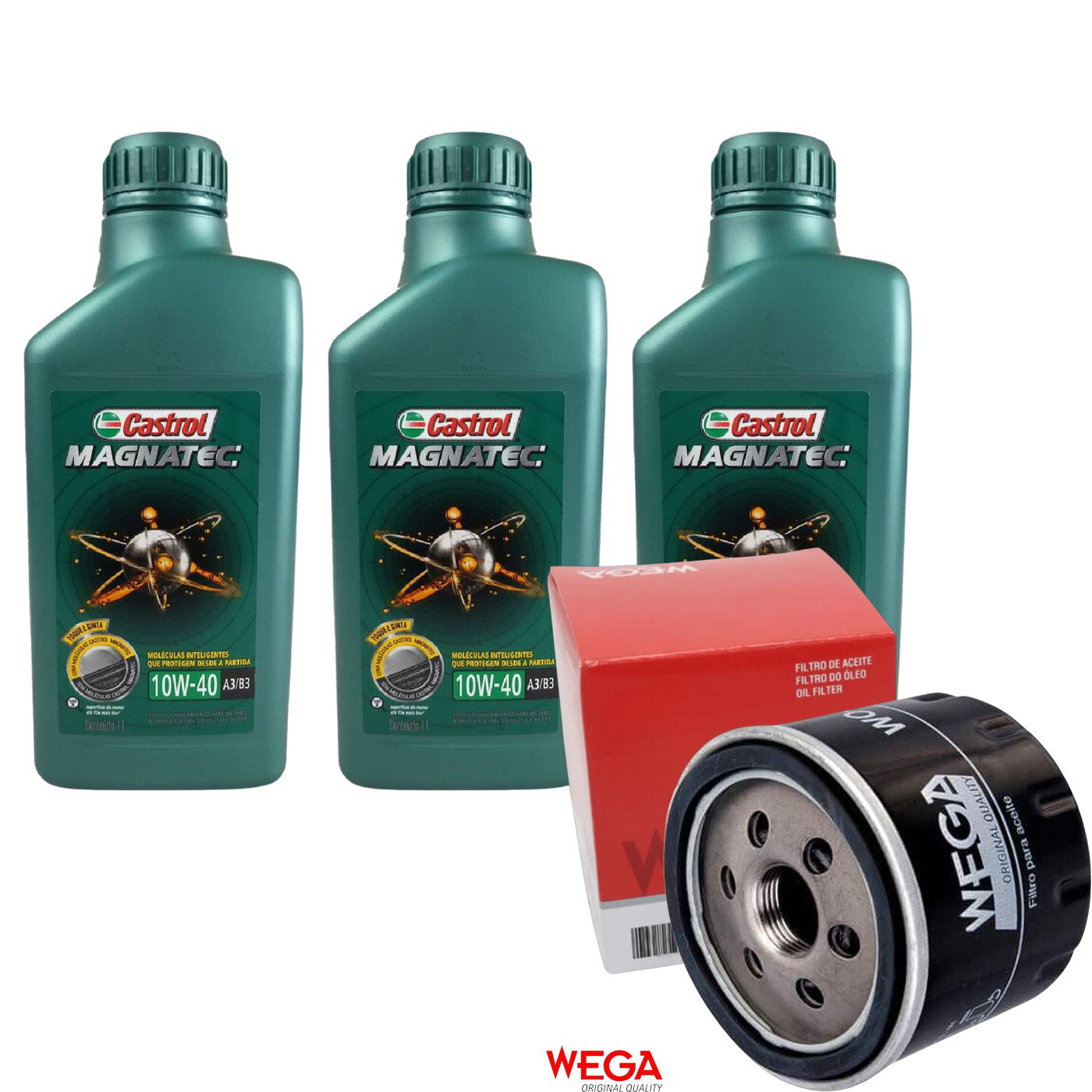 Kit Filtro e 3L Óleo Motor 10W40 Magnatec - Castrol / Wega - 3438392 / WO-121 - (1)