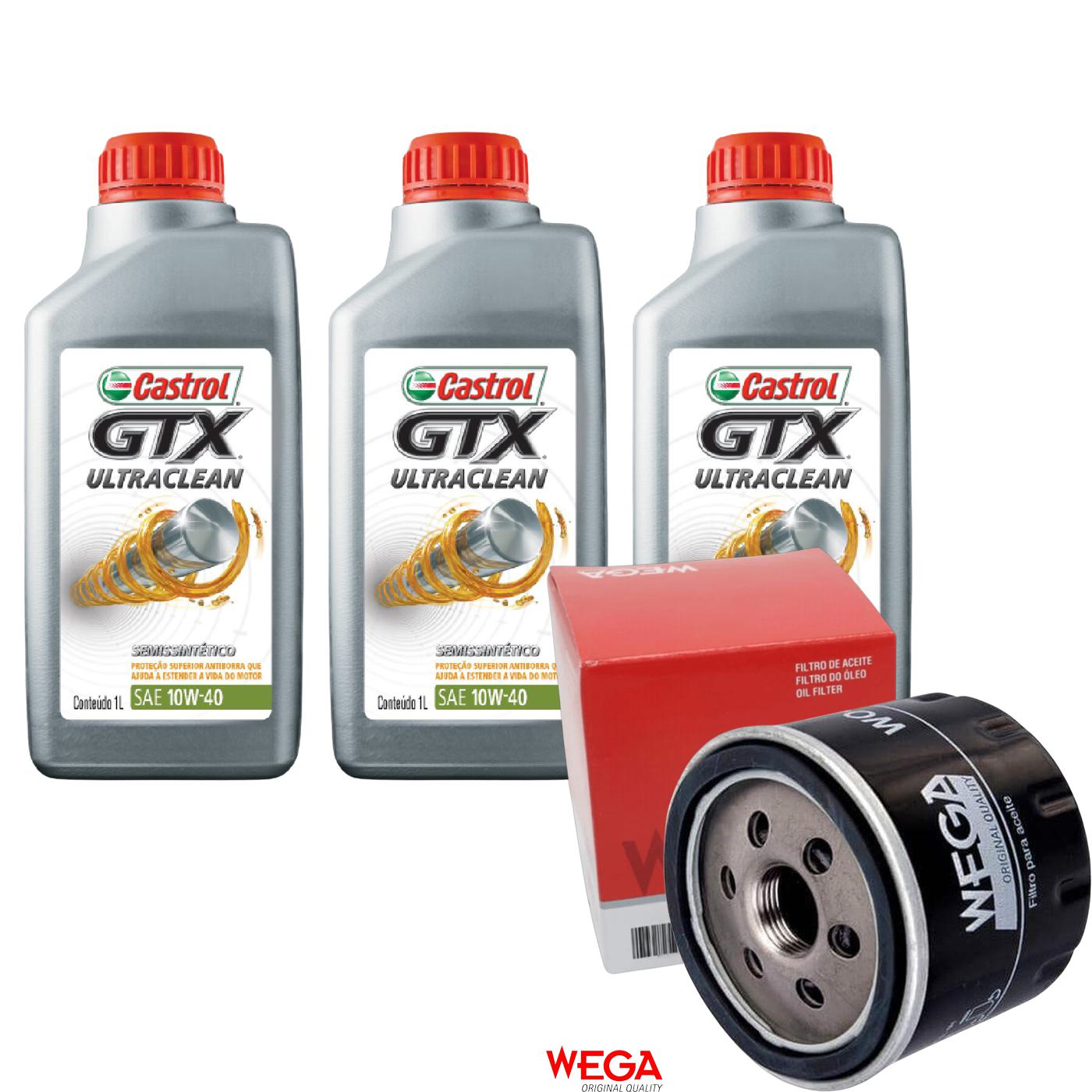 Kit Filtro e 3L Óleo Motor 10W40 GTX - Castrol / Wega - 3436727 / WO-121 - (1)