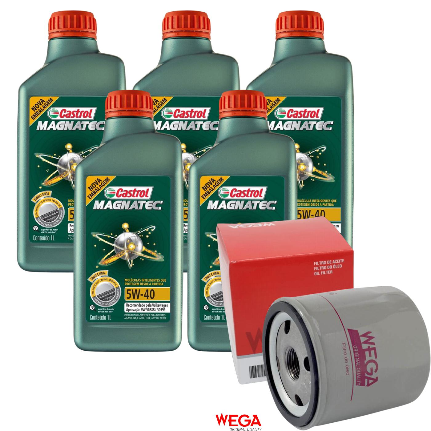 Kit Filtro e 5L Óleo Motor 5W40 Magnatec - Castrol / Wega - 3438139 / WO-346 - (1)