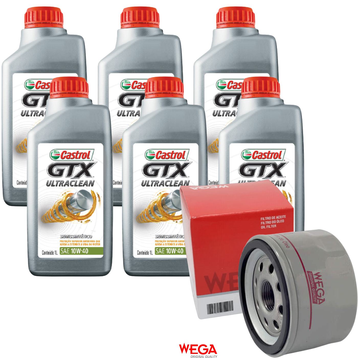 Kit Filtro e 6L Óleo Motor 10W40 GTX - Castrol / Wega - 3436727 / WO-200 - (1)