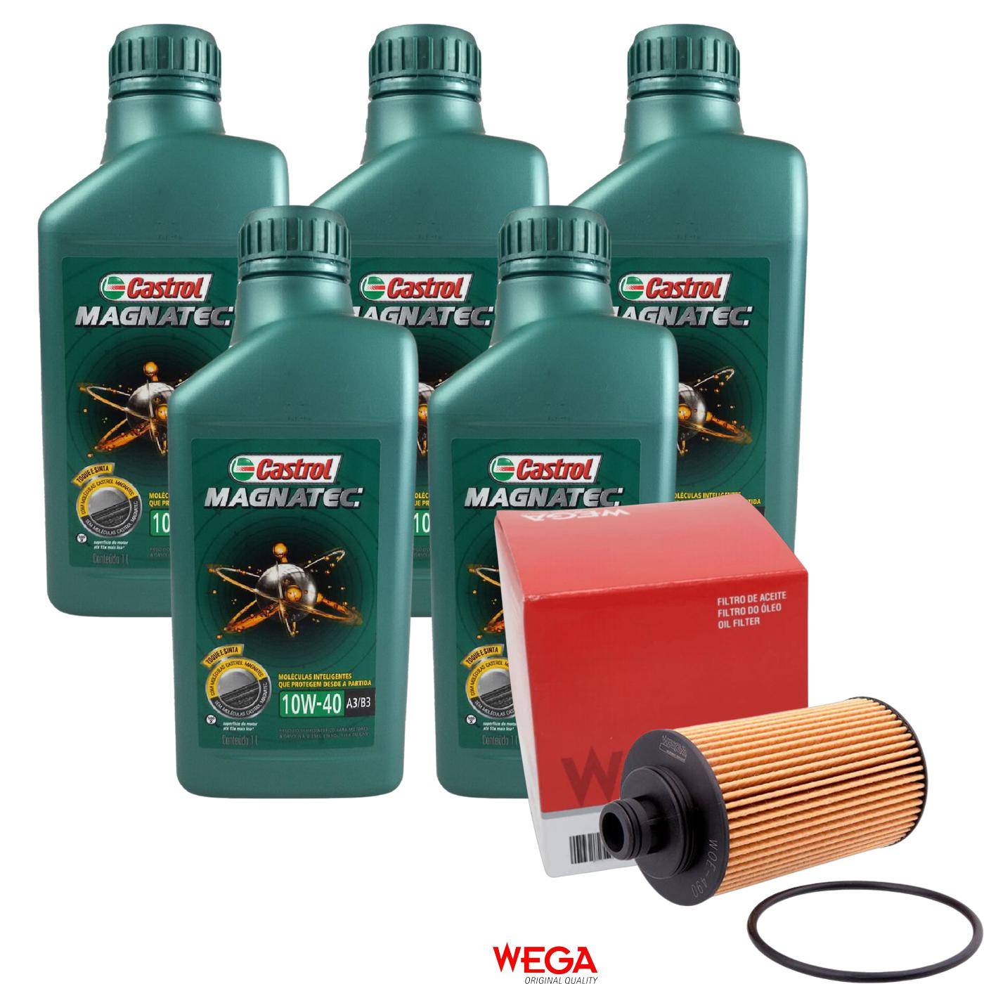 Kit Filtro e 5L Óleo Motor 10W40 Magnatec - Castrol / Wega - 3438392 / WOE-490 - (1)