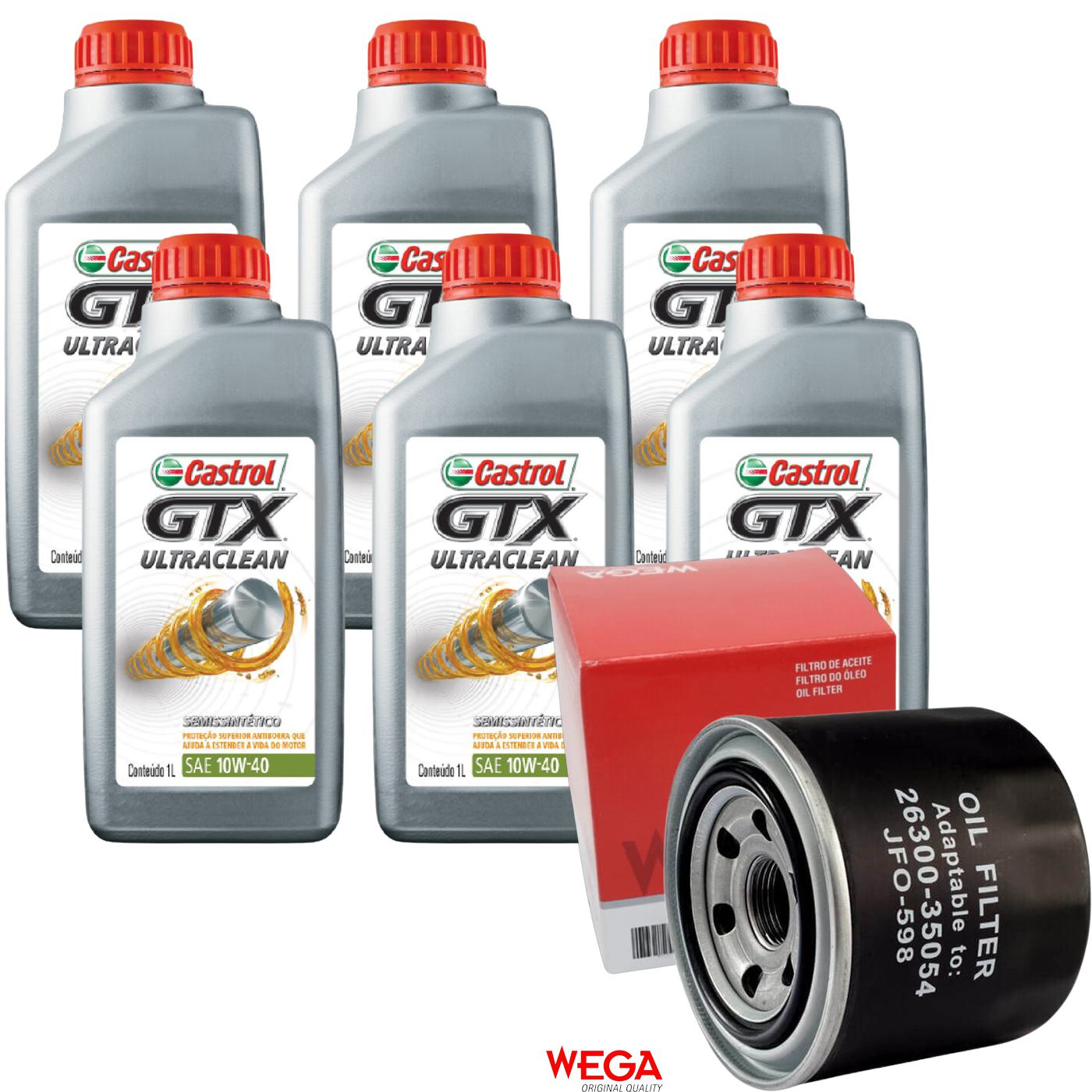 Kit Filtro e 6L Óleo Motor 10W40 GTX - Castrol / Wega - 3436727 / JFO-0598 - (1)