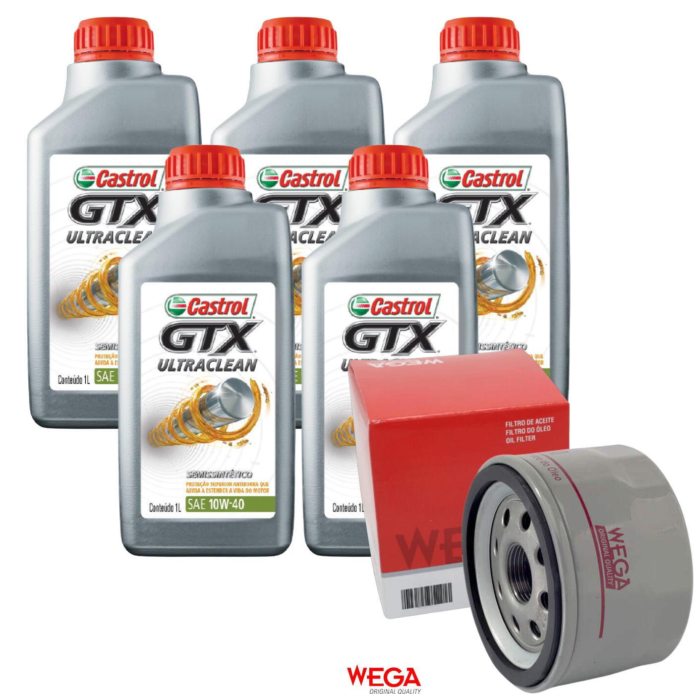 Kit Filtro e 5L Óleo Motor 10W40 GTX - Castrol / Wega - 3436727 / WO-200 - (1)