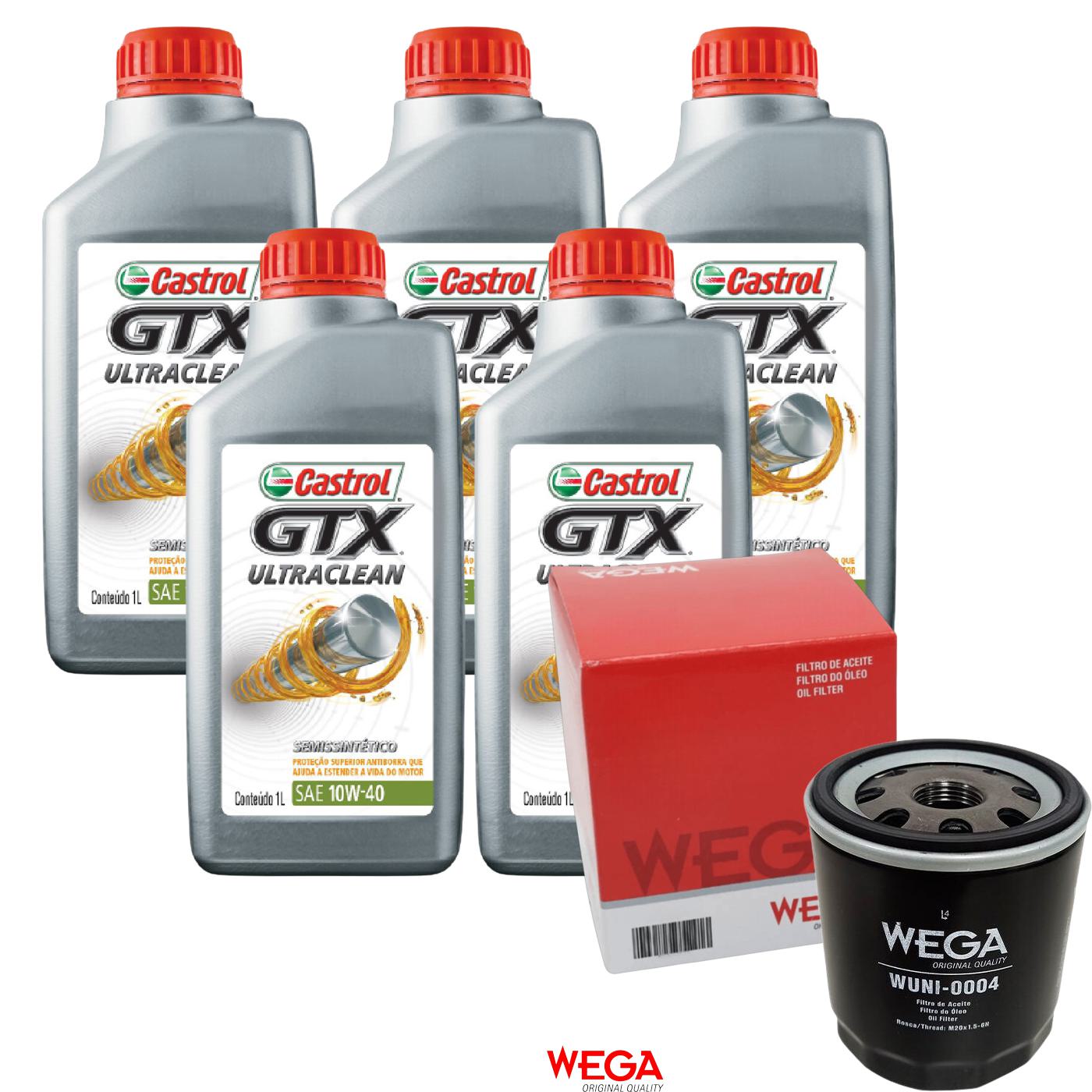 Kit Filtro e 5L Óleo Motor 10W40 GTX - Castrol / Wega - 3436727 / WUNI-0004 - (1)