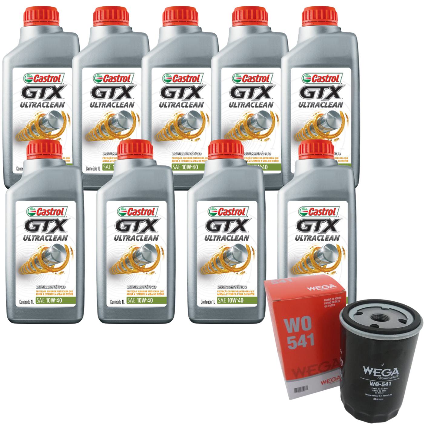 Kit Filtro e 9L Óleo Motor 10W40 GTX - Castrol / Wega - 3436727 / WO-541 - (1)