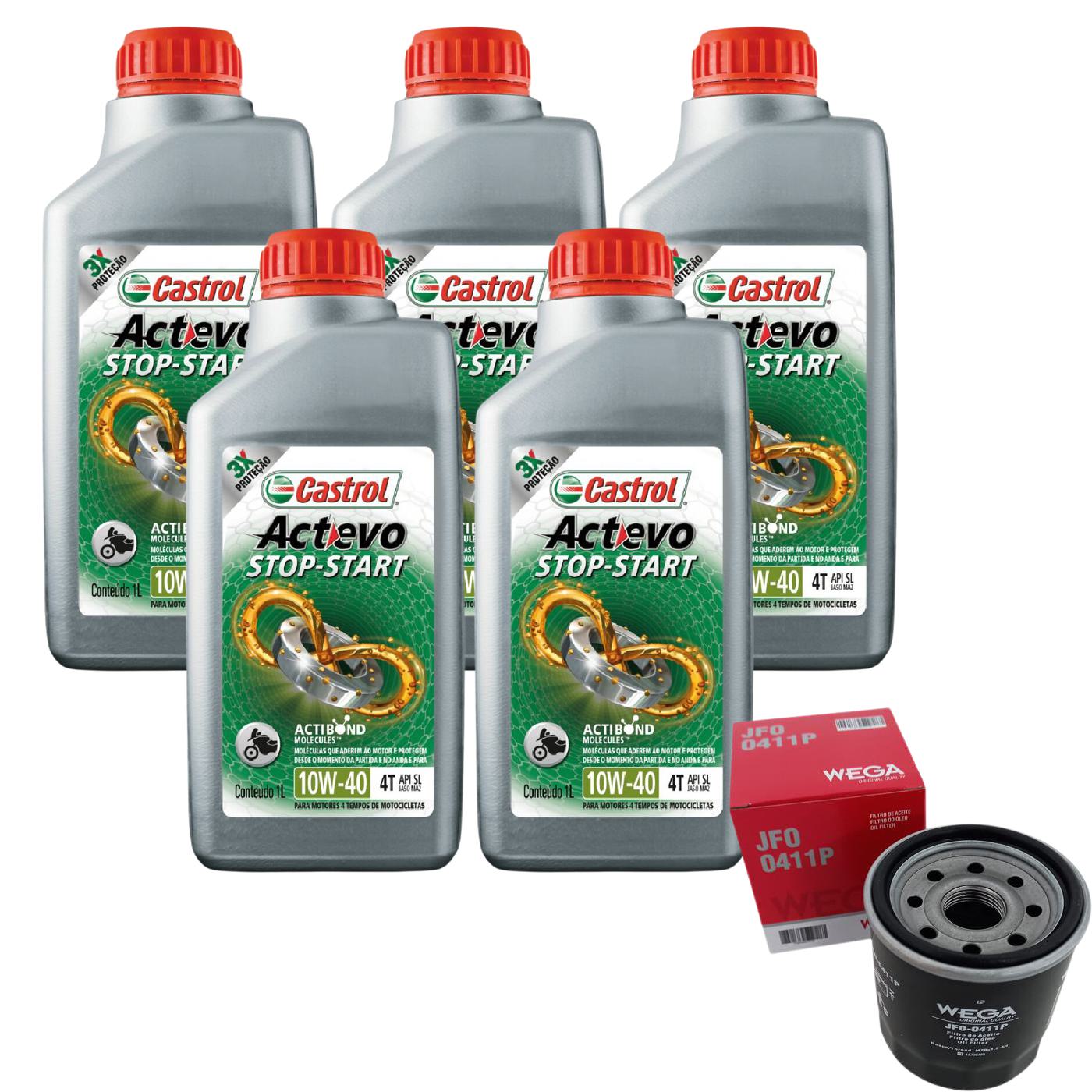 Kit Filtro e 5L Óleo Motor 10W40 Actevo - Castrol / Wega - 3430825 / JFO-0411P - (1)