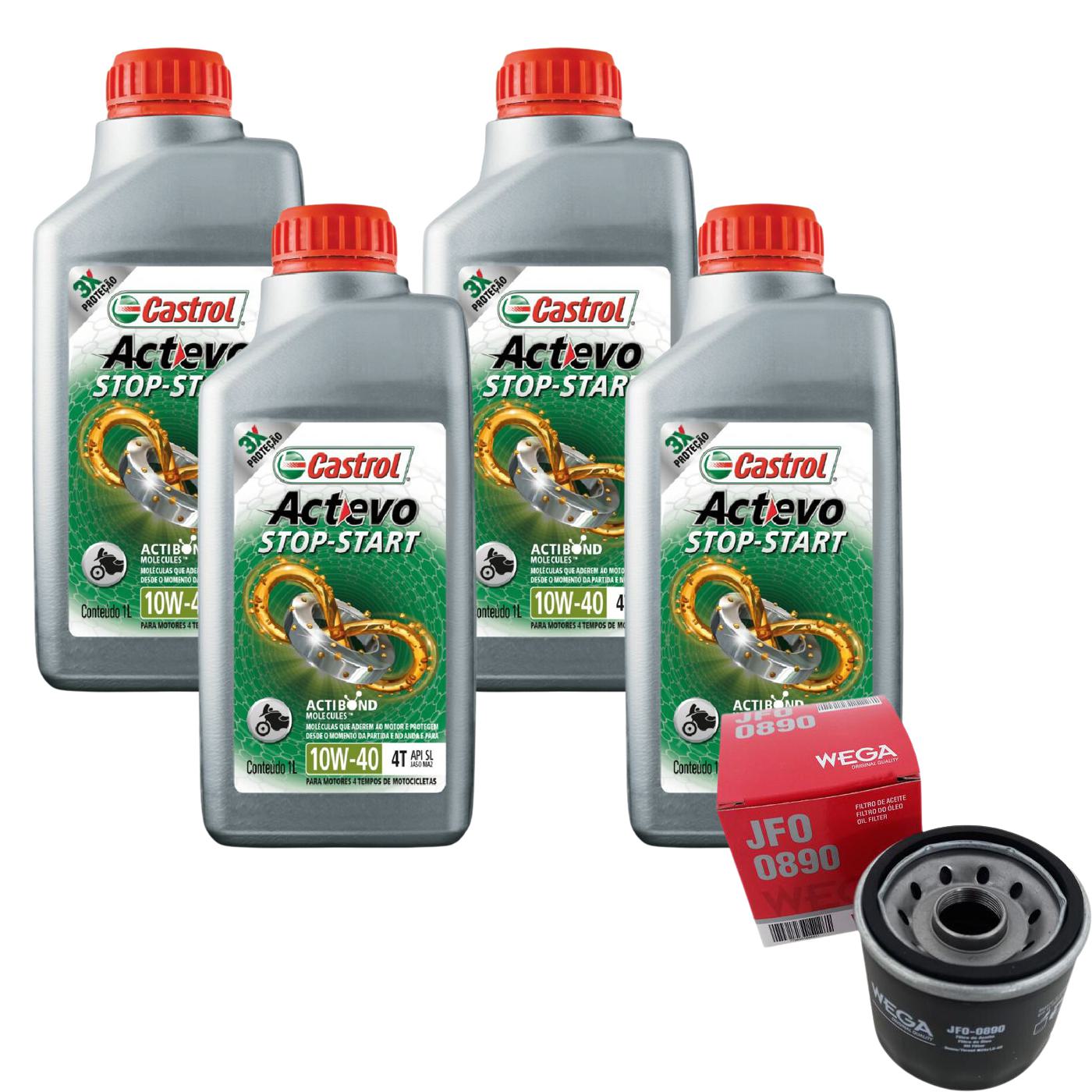 Kit Filtro e 4L Óleo Motor 10W40 Actevo - Castrol / Wega - 3430825 / JFO-0890 - (1)