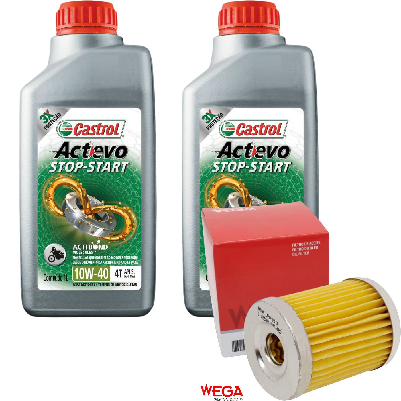 Kit Filtro e 2L Óleo Motor 10W40 Actevo - Castrol / Wega - 3430825 / JFO-0012 - (1)