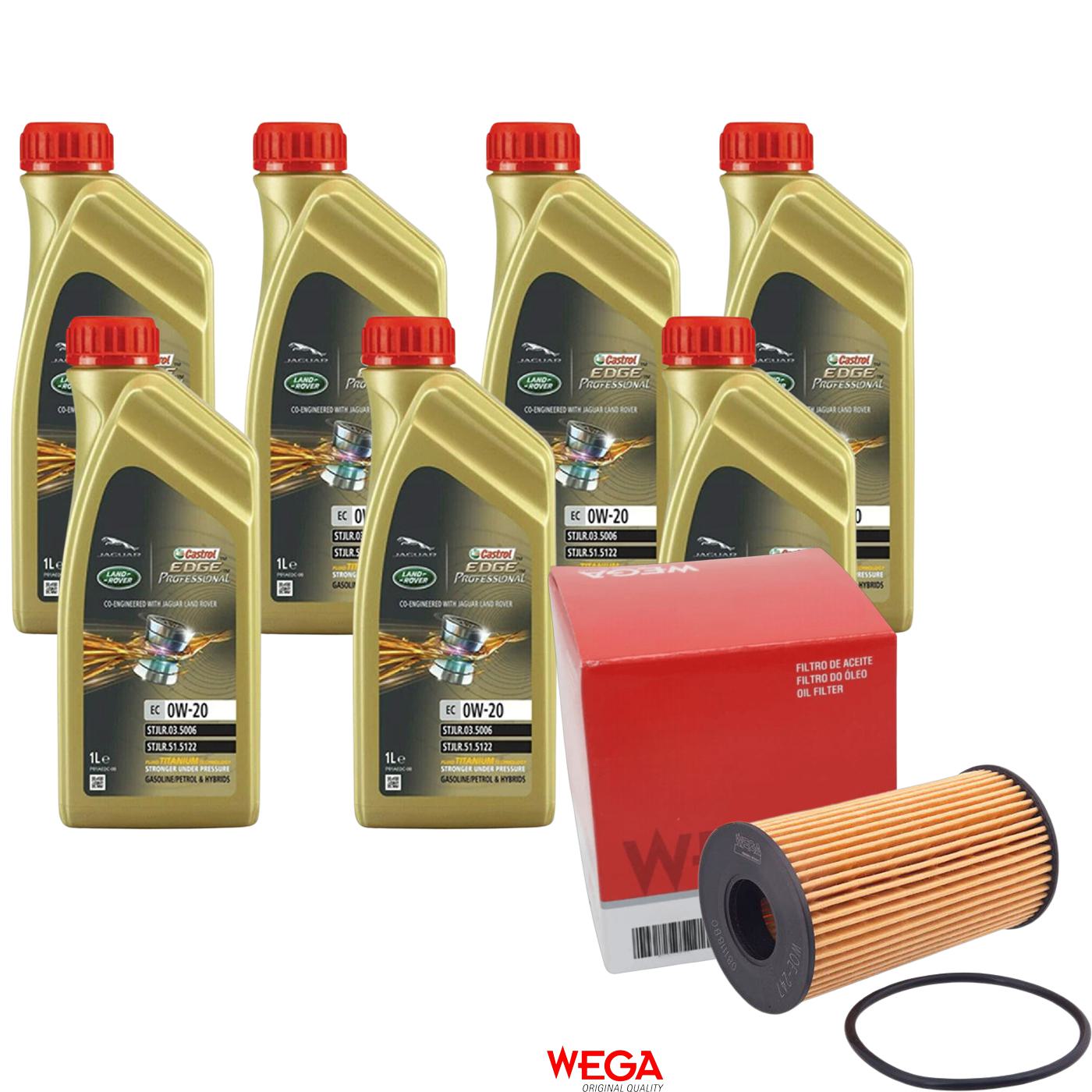 Kit Filtro e 7L Óleo Motor 0W20 Edge - Castrol / Wega - 3435390 / WOE-247 - (1)