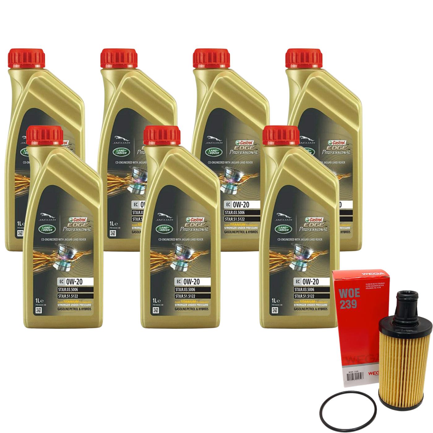 Kit Filtro e 7L Óleo Motor 0W20 Edge - Castrol / Wega - 3435390 / WOE-239 - (1)