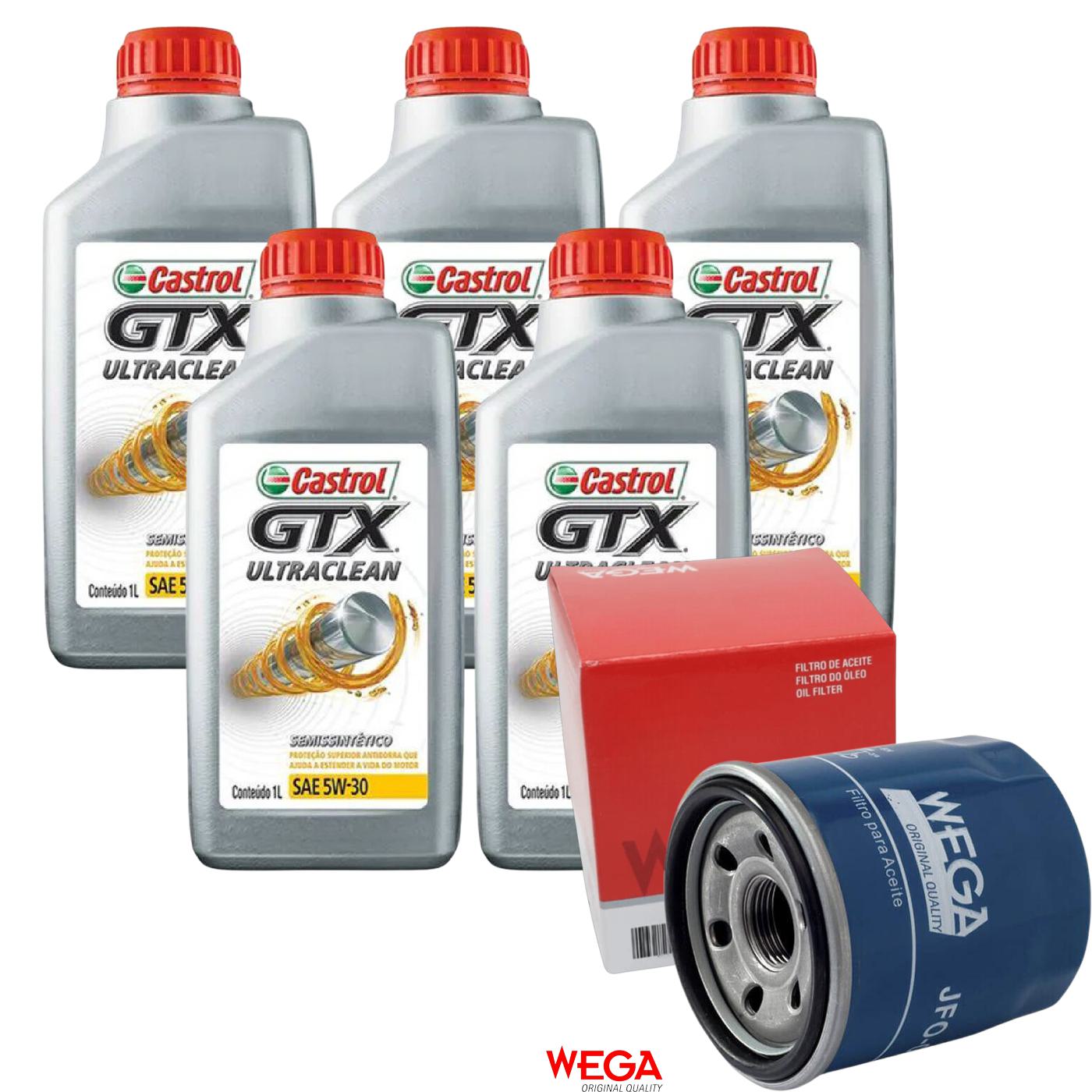 Kit Filtro e 5L Óleo Motor 5W30 GTX - Castrol / Wega - 3435995 / JFO-0H00 - (1)