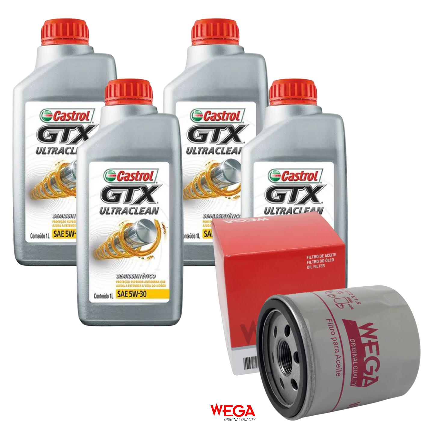 Kit Filtro e 4L Óleo Motor 5W30 GTX - Castrol / Wega - 3435995 / WO-133 - (1)
