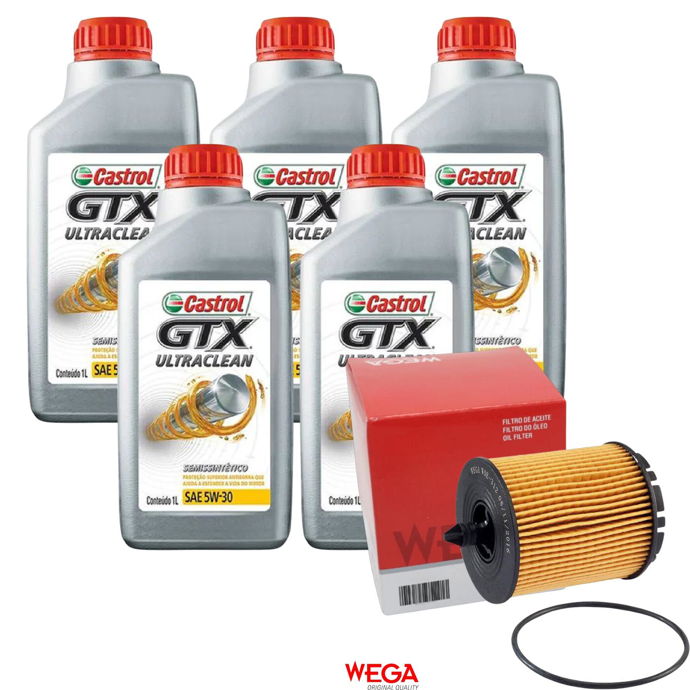 Kit Filtro e 5L Óleo Motor 5W30 GTX - Castrol / Wega - 3435995 / WOE-312 - (1)